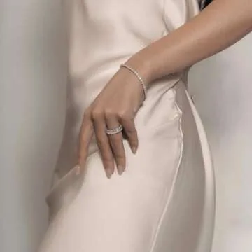 Marilyn Monroe Eternity Ring For Women 14K Yellow Gold, Rose Gold, Platinum Plated 925 Sterling Silver Infinity Band | 10.30 Carats Emerald Cut Cubic Zirconia CZ Simulated Diamond (White, 8)