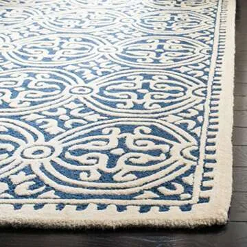 SAFAVIEH Cambridge Collection Area Rug - 8' x 10', Navy Blue & Ivory, Handmade Moroccan Wool, Ideal for High Traffic Areas in Living Room, Bedroom (CAM123G)