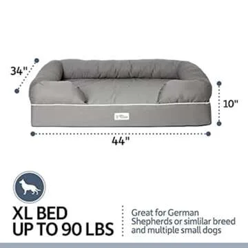 PetFusion Ultimate Dog Bed, Orthopedic Memory Foam, Multiple Sizes and Colors, Medium Firmness Pillow, Waterproof Liner, YKK Zippers, Breathable 35% Cotton Cover