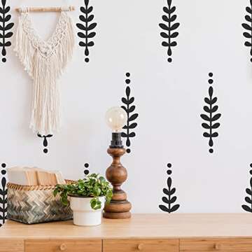 SHYJSHYJ A Room with Floral Vinyl Leaves Wall Decals, Peel and Stick Modern Boho Flower Stickers for...