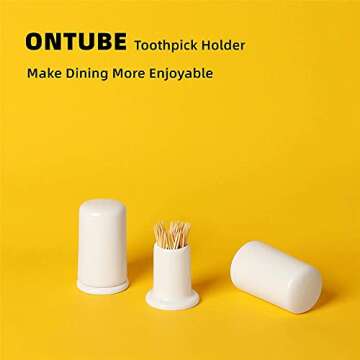 ONTUBE Ceramic Toothpick Holder with Lid,Toothpick Dispenser for Home, Easy To Clean Set of 2, White