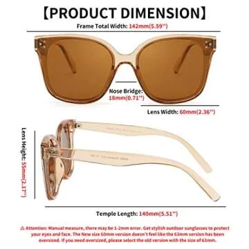 FEISEDY Retro Polarized Oversized Square Sunglasses