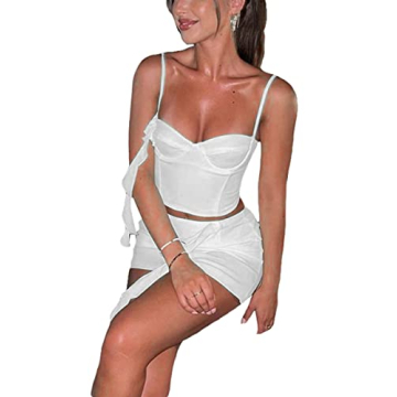 Charming Y2K Ruffle Mesh 2 Piece Skirt Set for Women