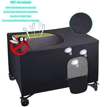 LLYWCM Crib Blackout Cover for Pack N Play - Travel Crib Cover, Breathable Baby Netting Cover/Tent f...