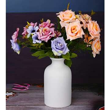 Ceramic White Small Vase, Dry Flower Vases Minimalism Style for Modern Table Shelf Home Decor, Fit for Fireplace Bedroom Kitchen Living Room Centerpieces Office Desk Gift (White, Small)