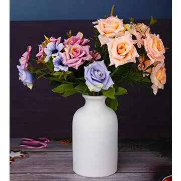 Ceramic White Small Vase, Dry Flower Vases Minimalism Style for Modern Table Shelf Home Decor, Fit for Fireplace Bedroom Kitchen Living Room Centerpieces Office Desk Gift (White, Small)