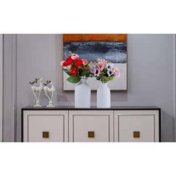 Ceramic White Small Vase, Dry Flower Vases Minimalism Style for Modern Table Shelf Home Decor, Fit for Fireplace Bedroom Kitchen Living Room Centerpieces Office Desk Gift (White, Small)