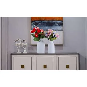 Ceramic White Small Vase, Dry Flower Vases Minimalism Style for Modern Table Shelf Home Decor, Fit for Fireplace Bedroom Kitchen Living Room Centerpieces Office Desk Gift (White, Small)