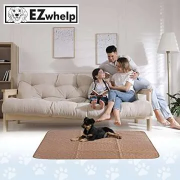 EZwhelp Reusable Dog Pee Pads - Waterproof Training Pads for Dogs - Washable & Sanitary - Rounded Corners - Laminated, Lightweight, Durable - Pet Essentials for Puppy Training and Whelping - 48" x 60"