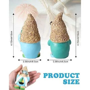 iStatue Sea Gnomes with Starfish, Seashells, Shell, Conch, Sail Boat and Anchor - Set of 2 Resin Swedish Beach Decor - Summer Statue Tiered Tray Decorations for Home (Beach Gnomes)