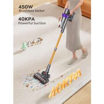 SMOTURE Cordless Vacuum Cleaner, 450W 40KPA UP to 55 Mins Self-Standing Vacuum Cleaners for Home, Re...