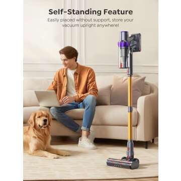 SMOTURE Cordless Vacuum Cleaner, 450W 40KPA UP to 55 Mins Self-Standing Vacuum Cleaners for Home, Rechargeable Vacuum Cordless with Automatic Suction for Home Carpet Pet Hair Hardwood Floor