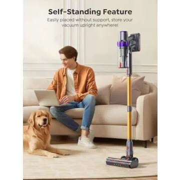 SMOTURE Cordless Vacuum Cleaner, 450W 40KPA UP to 55 Mins Self-Standing Vacuum Cleaners for Home, Rechargeable Vacuum Cordless with Automatic Suction for Home Carpet Pet Hair Hardwood Floor