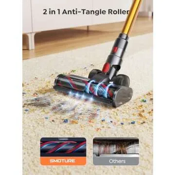 SMOTURE Cordless Vacuum Cleaner, 450W 40KPA UP to 55 Mins Self-Standing Vacuum Cleaners for Home, Rechargeable Vacuum Cordless with Automatic Suction for Home Carpet Pet Hair Hardwood Floor