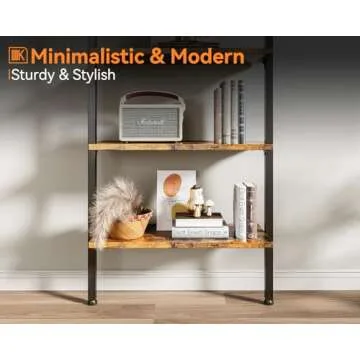 ODK 6-Tier Ladder Shelf, 87 Inches Wall Mounted Ladder Bookshelf with Metal Frame, Open Industrial Shelves for Home Office, Bedroom and Living Room, Rustic Brown