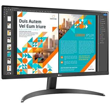 LG 24QP500-B 24” QHD (2560 x 1440) IPS Display, HDR 10, sRGB 99% Color Gamut, AMD FreeSync, Refresh Rate 75Hz, 3-Side Virtually Borderless Design - Black