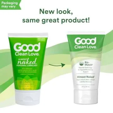 Good Clean Love Almost Naked Organic Water-Based Lube, Personal Lubricant with Aloe Vera, Safe for Adult Toys & Condoms, pH-Balanced, Great Valentines Day Gifts for Couples, 95% Organic, 4 Oz