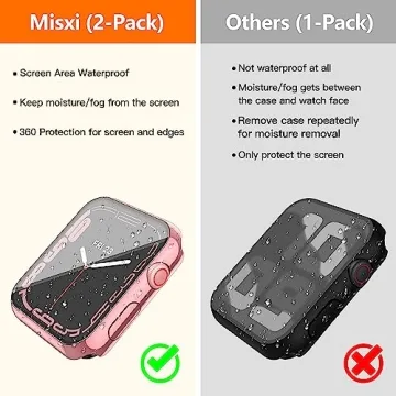Misxi Waterproof Case for Apple Watch Series 9, 8, 7 - 2 Pack