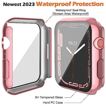 Misxi Waterproof Case for Apple Watch Series 9, 8, 7 - 2 Pack