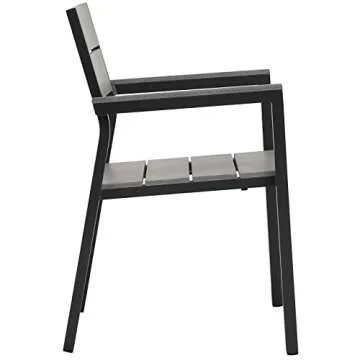 Modway Maine 7-Piece Aluminum Dining Table and Chair Outdoor Patio Set in Brown Gray