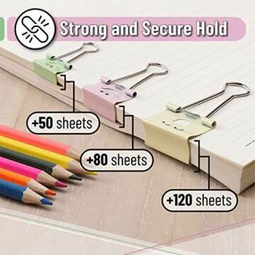 Mr. Pen- Cute Binder Clips, 80Pcs, Assorted Colors and Sizes, Binder Clips Assorted Sizes, Binder Clips Medium, Small Binder Clips, Clips Office Supplies, Cute Paper Clips