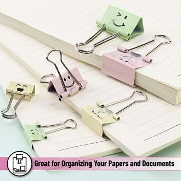 Mr. Pen- Cute Binder Clips, 80Pcs, Assorted Colors and Sizes, Binder Clips Assorted Sizes, Binder Clips Medium, Small Binder Clips, Clips Office Supplies, Cute Paper Clips