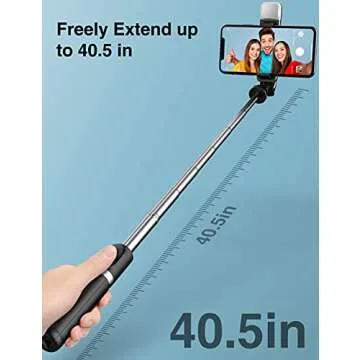 Selfie Stick Tripod with Fill Light ARTOFUL Phone Tripod Stand with Remote Control & 360°Rotation Compatible with iPhone13Pro/13/12pro/12/12mini 11pro/11/XR XS, Android, Gopro, Small Camera for Travel
