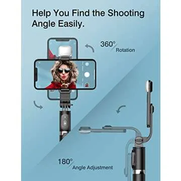 Selfie Stick Tripod with Fill Light ARTOFUL Phone Tripod Stand with Remote Control & 360°Rotation Compatible with iPhone13Pro/13/12pro/12/12mini 11pro/11/XR XS, Android, Gopro, Small Camera for Travel
