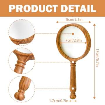 NANAOUS Magnifying Glass for Kids 10X 75 mm, Vintage Handheld Reading Hobbie Shatterproof Magnifying Lens for Book Lovers Seniors Scientists Inspection Insects