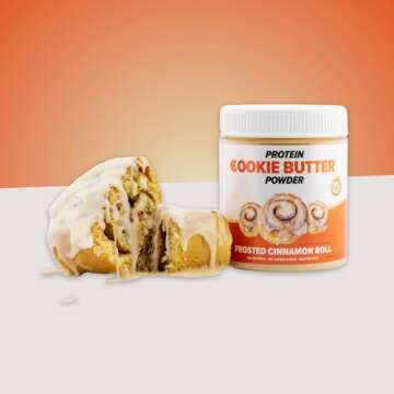 Flexible Dieting Lifestyle Whey Protein Cookie Butter Powder - Frosted Cinnamon Roll | Keto-Friendly, Low Carb, No Added Sugars, Gluten-Free | Easy to Mix, Bake and Spread | 8.32oz