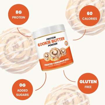 Flexible Dieting Lifestyle Whey Protein Cookie Butter Powder - Frosted Cinnamon Roll | Keto-Friendly, Low Carb, No Added Sugars, Gluten-Free | Easy to Mix, Bake and Spread | 8.32oz