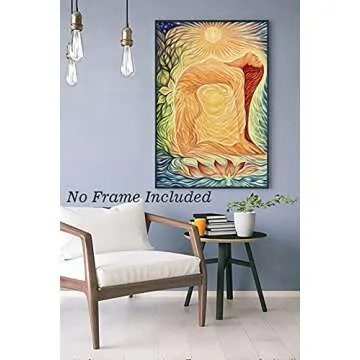 NIIORTY Abstract Yoga Meditation Poster, Yoga Girl Sun Chakra Wall Art, Sun Energy Healing for Meditation Room Decor, Healthy, Relaxing and Spiritual Living Room Daughter Room Decor-16 x24-No Frame