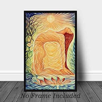 NIIORTY Abstract Yoga Meditation Poster, Yoga Girl Sun Chakra Wall Art, Sun Energy Healing for Meditation Room Decor, Healthy, Relaxing and Spiritual Living Room Daughter Room Decor-16 x24-No Frame