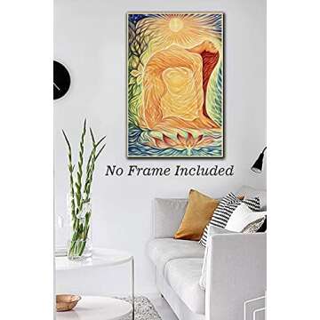 NIIORTY Abstract Yoga Meditation Poster, Yoga Girl Sun Chakra Wall Art, Sun Energy Healing for Meditation Room Decor, Healthy, Relaxing and Spiritual Living Room Daughter Room Decor-16 x24-No Frame