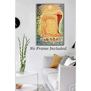 NIIORTY Abstract Yoga Meditation Poster, Yoga Girl Sun Chakra Wall Art, Sun Energy Healing for Meditation Room Decor, Healthy, Relaxing and Spiritual Living Room Daughter Room Decor-16 x24-No Frame