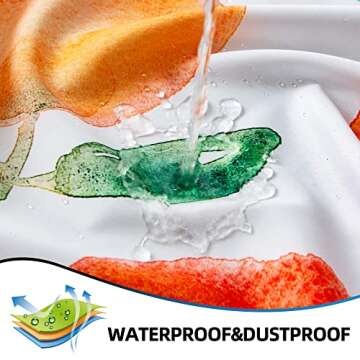 YI & ZE Peach Shower Curtain, Allover Fruits Waterproof Fabric Bathroom Cute Shower Curtain Set with 12 Hooks, Honey Peach 72"×72"