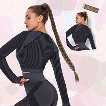 Flufymooz DIY Braided Ponytail Extension, Long Straight Wrap Around Ponytail Hair Extensions Ponytail Natural Soft Synthetic Hair Piece for Women Daily Wear