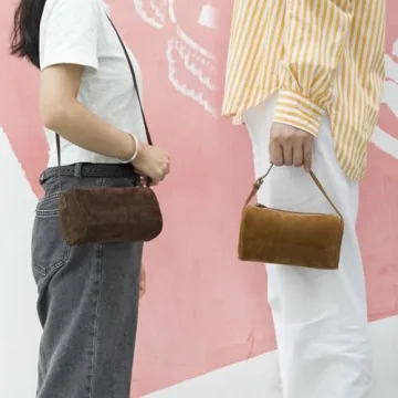 DONNAIN Premium Suede Leather Crossbody Purses for Women, Small Shoulder Bag with Adjustable Strap and Crossbody Hobo Bag (Coffee)