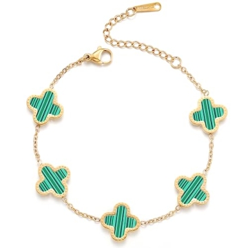 18K Gold Plated Clover Bracelet for Women - Adjustable Lucky Fashion Jewelry