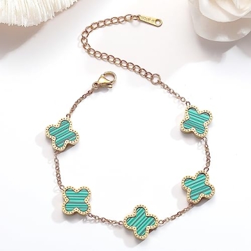 18K Gold Plated Clover Bracelet Adjustable Lucky Jewelry