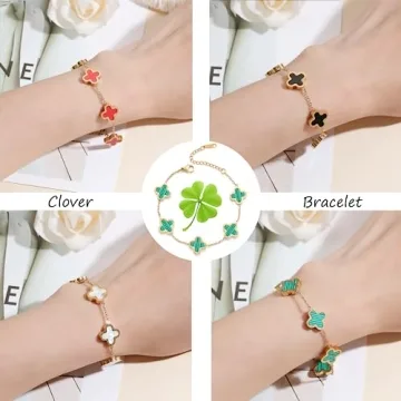 18K Gold Plated Clover Bracelet Adjustable Lucky Jewelry