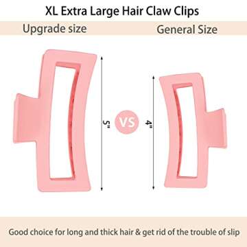 Jelyne 8PCS 5 Inch Extra Large Square Hair Clips, Matte Rectangular Claw Hair Clips for Women Girls,...