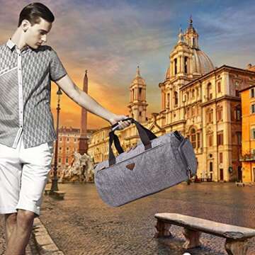 DISTILL Sports Gym Bag with Shoes Compartment Travel Duffel Bag for Men and Women—Free gift Hanging Travel Toiletry Bag