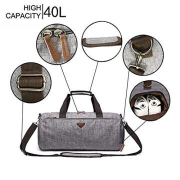 DISTILL Sports Gym Bag with Shoes Compartment Travel Duffel Bag for Men and Women—Free gift Hanging Travel Toiletry Bag