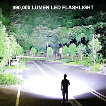 Lylting Rechargeable LED Flashlights High Lumens, 990000 Lumens Super Bright Flashlight with 5 Modes...