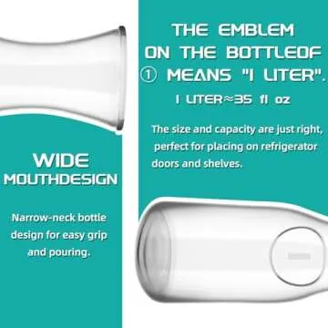 Glass Carafe 4 Pack, Goldarea 35 Oz Water Carafe with 6 Lids, 1 Liter Glass Pitcher, Beverage Jugs, Carafe Set for Mimosa Bar Supplies,1 Long-Handled Mixing Spoons and Chalkboard Label