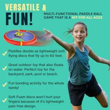 Kids Bouncy Paddles & Flying Disc Game: Easter Gifts for Boys & Gift Ideas for Kids 2025 - Sports Gifts & Sports Games for Boys 8-12 Toss & Catch Games & Yard Toys Outdoor Toys Stringy Balls Included