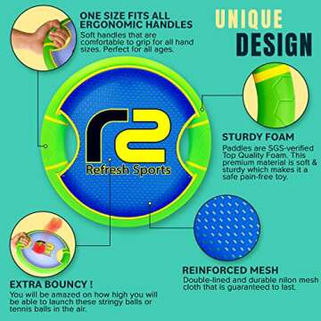 Kids Bouncy Paddles & Flying Disc Game: Easter Gifts for Boys & Gift Ideas for Kids 2025 - Sports Gifts & Sports Games for Boys 8-12 Toss & Catch Games & Yard Toys Outdoor Toys Stringy Balls Included