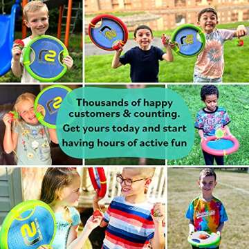 Kids Bouncy Paddles & Flying Disc Game: Easter Gifts for Boys & Gift Ideas for Kids 2025 - Sports Gifts & Sports Games for Boys 8-12 Toss & Catch Games & Yard Toys Outdoor Toys Stringy Balls Included