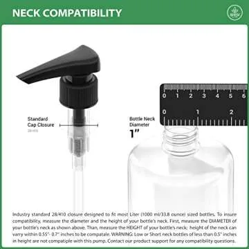 Bar5F Dispensing Pump | Shampoo and Conditioner Bottle Pump Dispenser | Fits 1L Bottles (33.8oz) With 1 Inch Neck | 2 Pack
